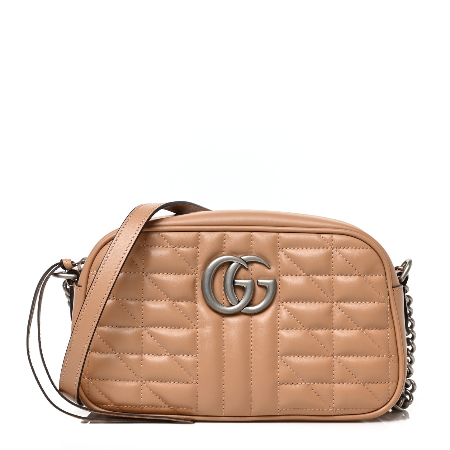 Calfskin Matelasse Aria Small GG Marmont Chain Shoulder Bag Camelia