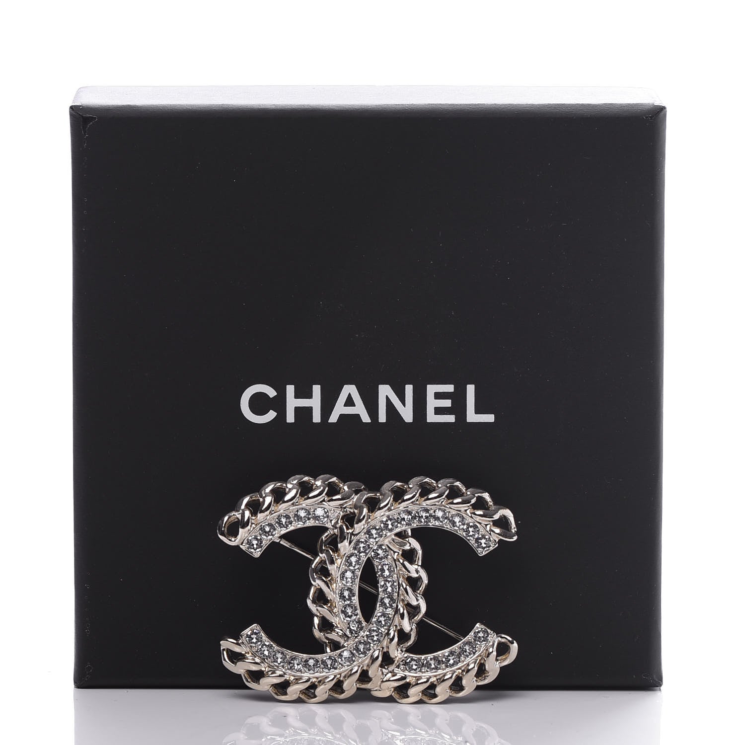 Chanel Crystal Chain CC Brooch Gold 5 of 5
