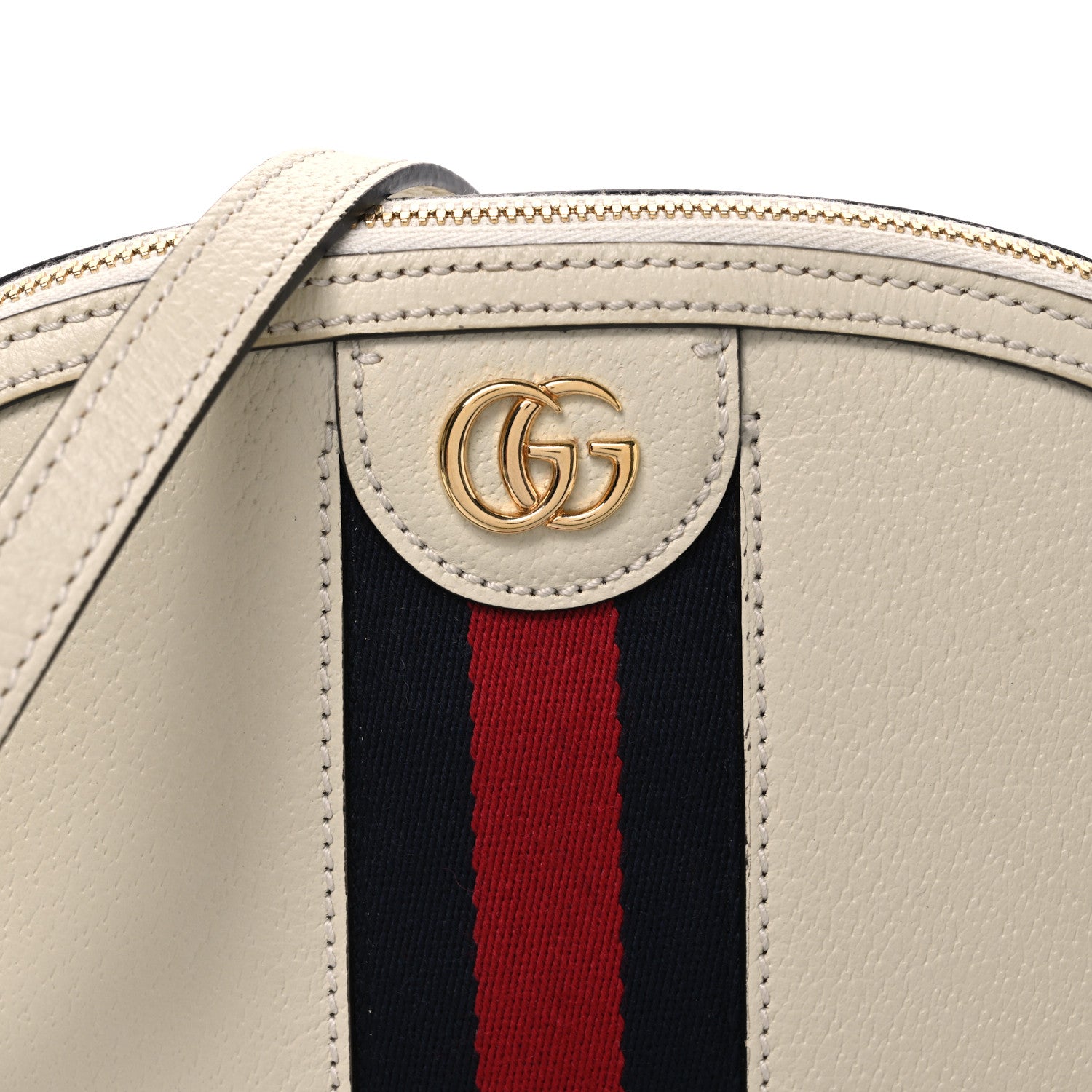 Gucci Textured Dollar Calfskin Web Small Ophidia Dome Shoulder Bag Mystic White 7 of 9