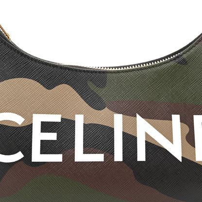 Celine Canvas Calfskin Camouflage Ava Logo Triomphe Shoulder Bag Khaki 8 of 10