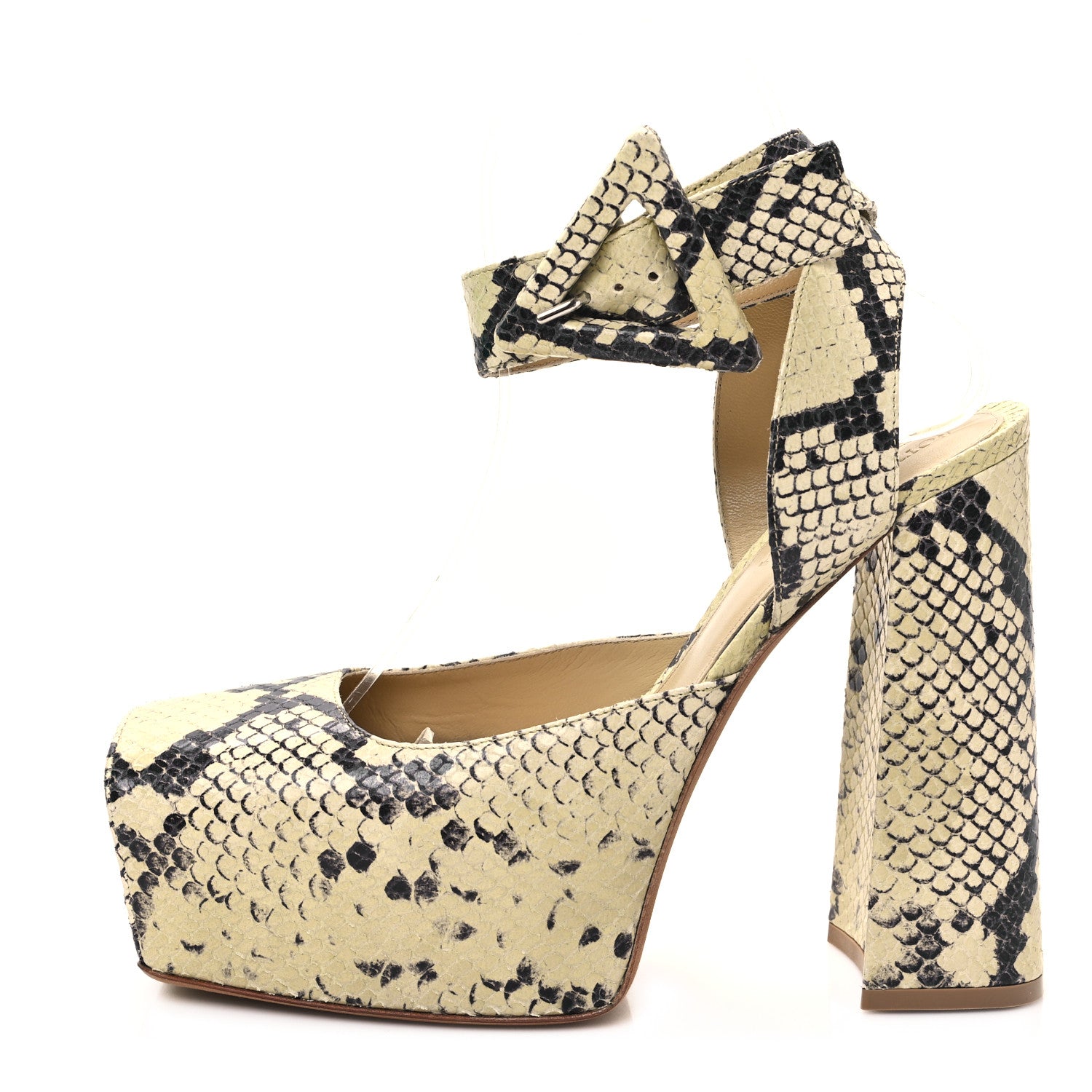 Bottega Veneta Faded Goatskin Python Printed Tower 40/140mm Platform Pumps 37 Kiwi Black 1 of 9