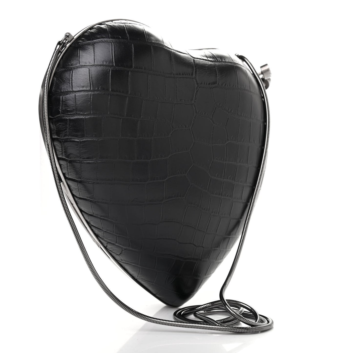 Calfskin Crocodile Embossed Monogram Love Box Bag Black