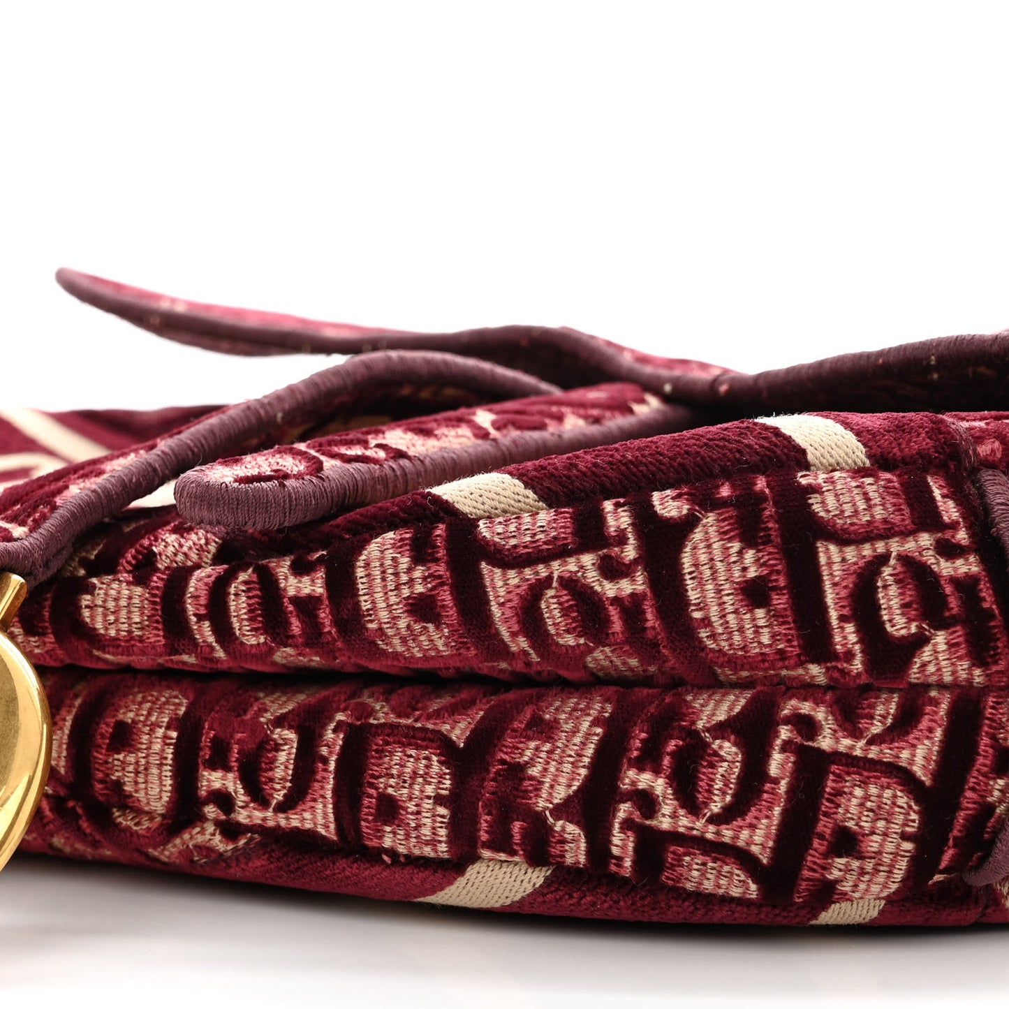 Velvet Oblique Saddle Bag Burgundy