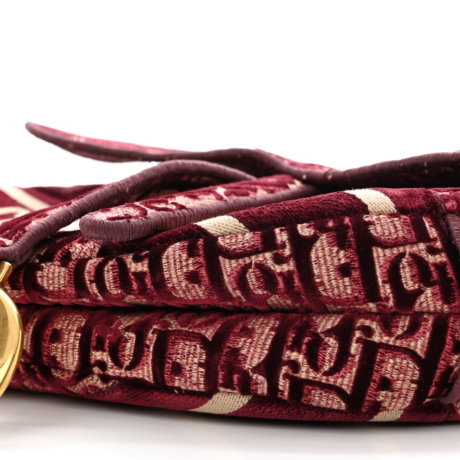 Christian Dior Velvet Oblique Saddle Bag Burgundy 10 of 12
