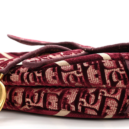Christian Dior Velvet Oblique Saddle Bag Burgundy 10 of 12