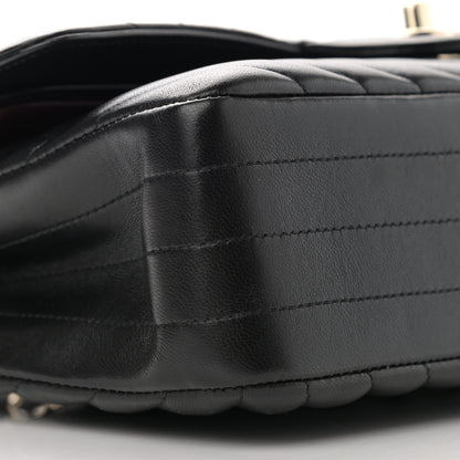 Chanel Lambskin Chevron Quilted Medium Double Flap Black 8 of 14