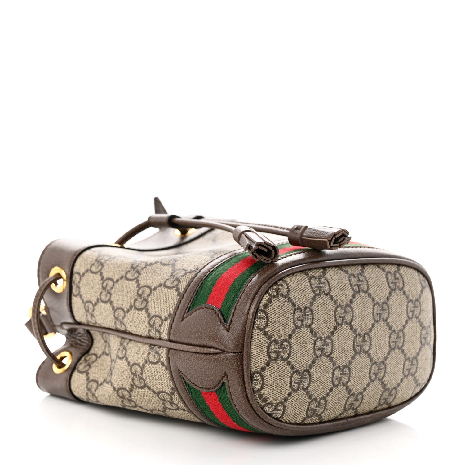 Gucci GG Supreme Monogram Web Mini Ophidia Bucket Bag Brown 4 of 11