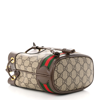 Gucci GG Supreme Monogram Web Mini Ophidia Bucket Bag Brown 4 of 11