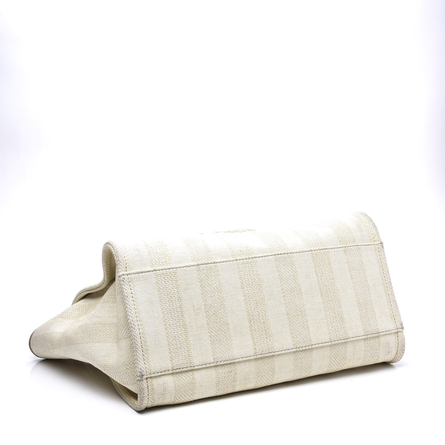 Straw Raffia Calfskin Striped Medium Deauville Tote Beige