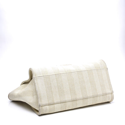 Chanel Straw Raffia Calfskin Striped Medium Deauville Tote Beige 3 of 10