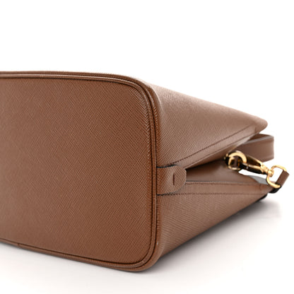 Prada Saffiano Cuir Calfskin Matinee Tote Cognac Black 9 of 11
