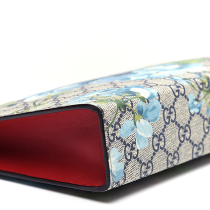 Gucci GG Supreme Monogram Blooms Large Cosmetic Case Beige Blue Navy Hibiscus Red 6 of 12