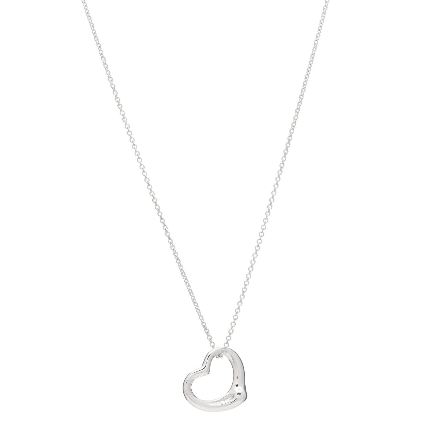 Sterling Silver 16mm Elsa Peretti Open Heart Pendant Necklace