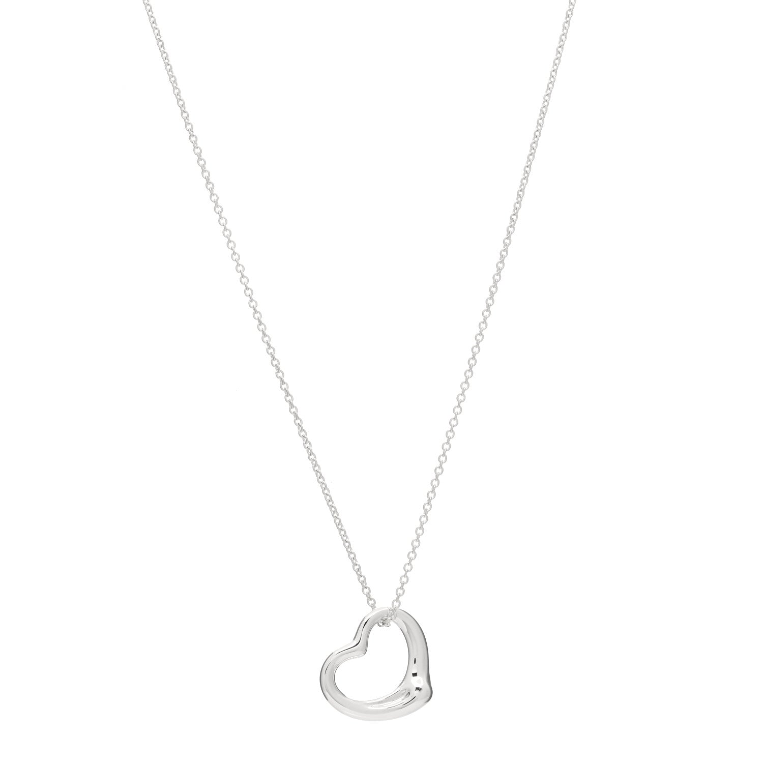 Tiffany Sterling Silver 16mm Elsa Peretti Open Heart Pendant Necklace 1 of 3