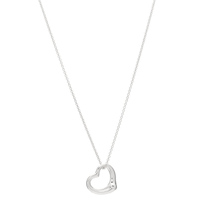 Tiffany Sterling Silver 16mm Elsa Peretti Open Heart Pendant Necklace 1 of 3