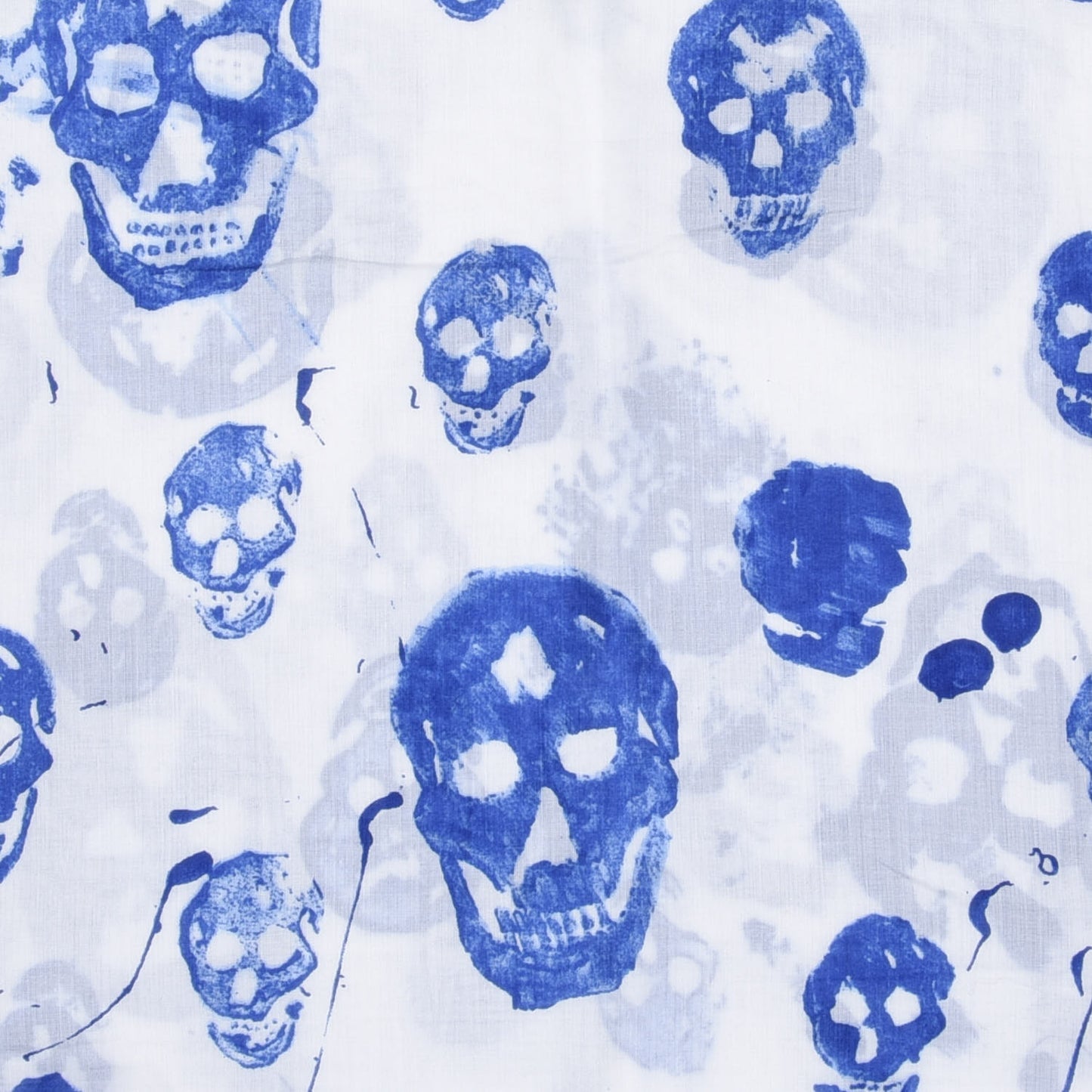 Cotton Skull Scarf White Blue
