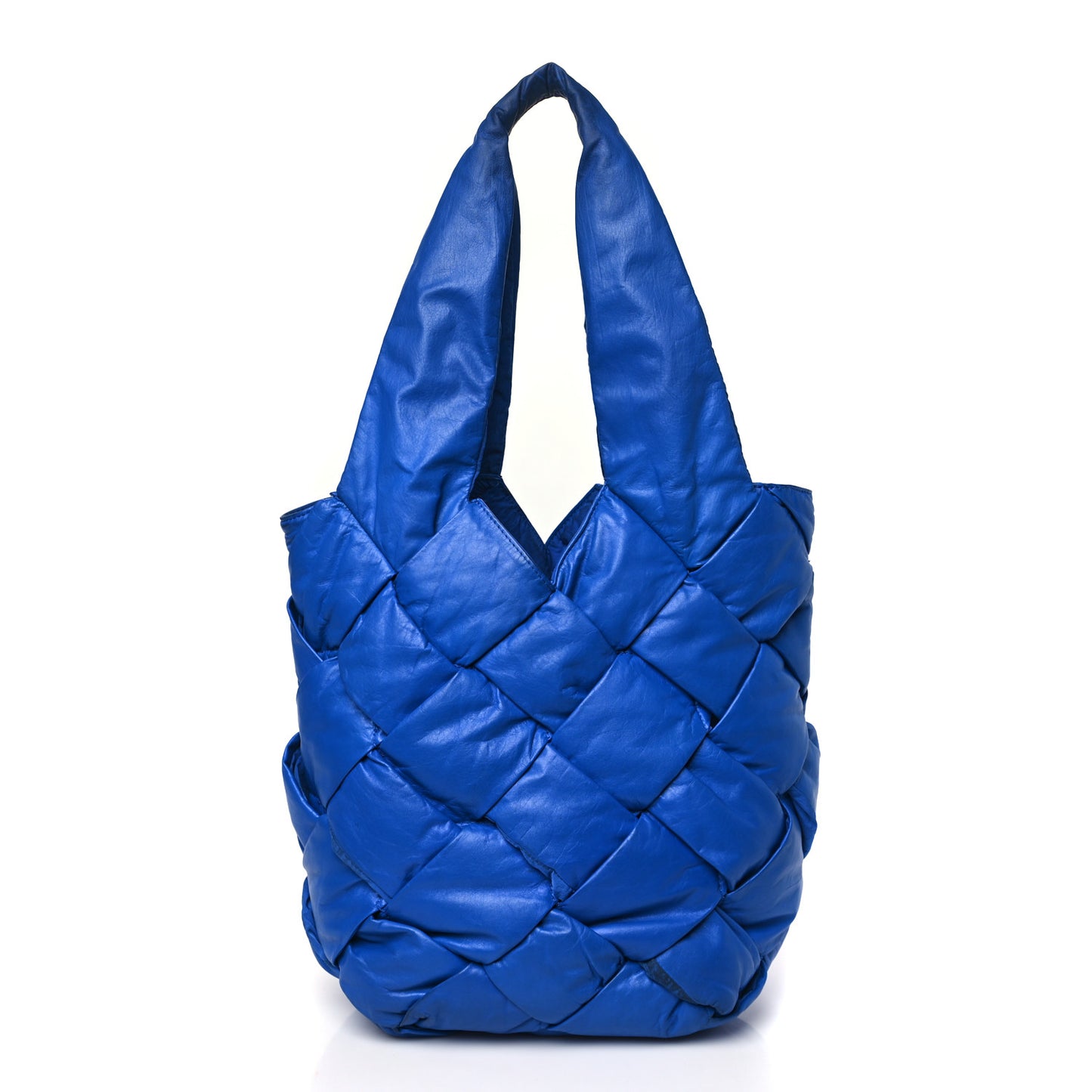 Lambskin Intrecciato Padded Small Cassette Tote Cobalt