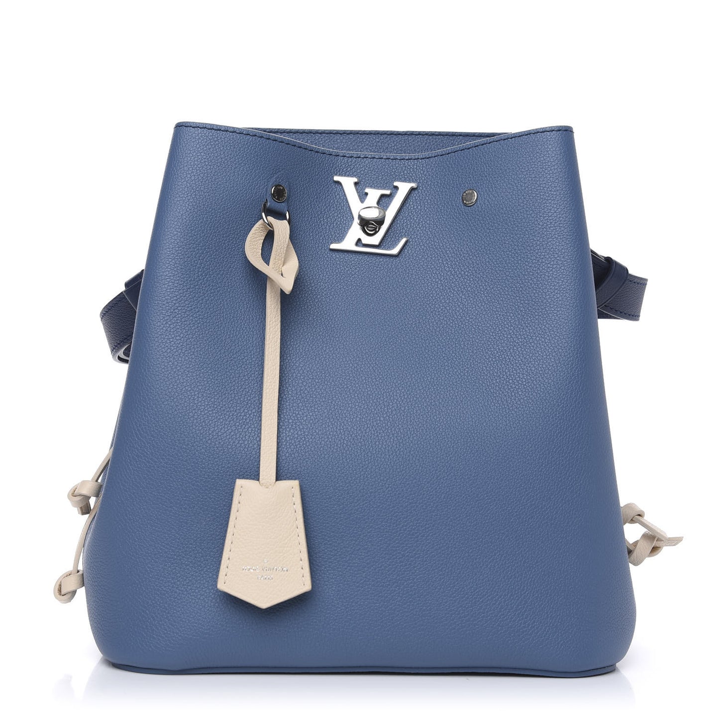 Calfskin Lockme Bucket Blue Jean