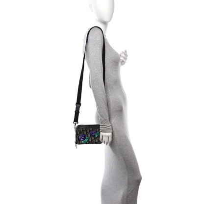 Christian Dior X KENNY SCHARF Oblique Canvas Embroidered Patches Crossbody Charcoal 2 of 11