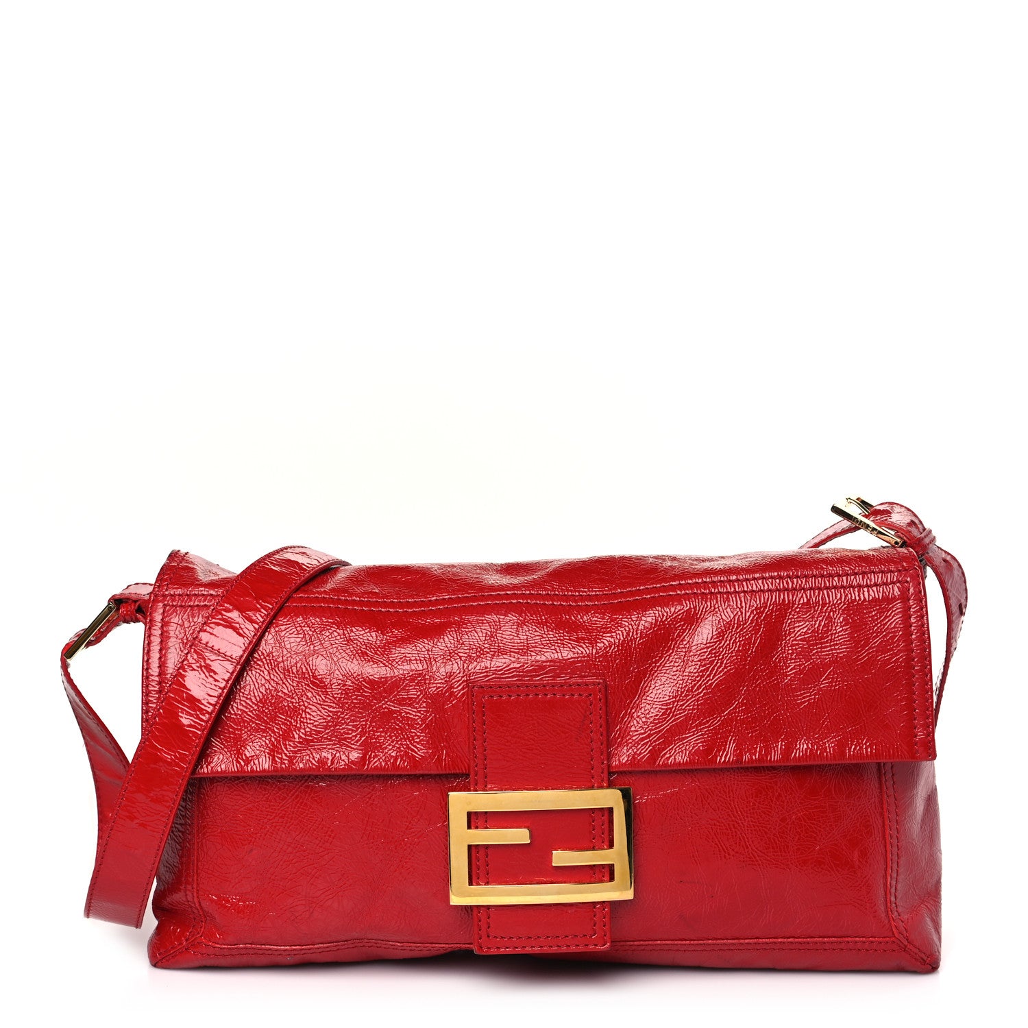 Fendi Vitello Naplak Large Convertible Baguette Rosso 1 of 14