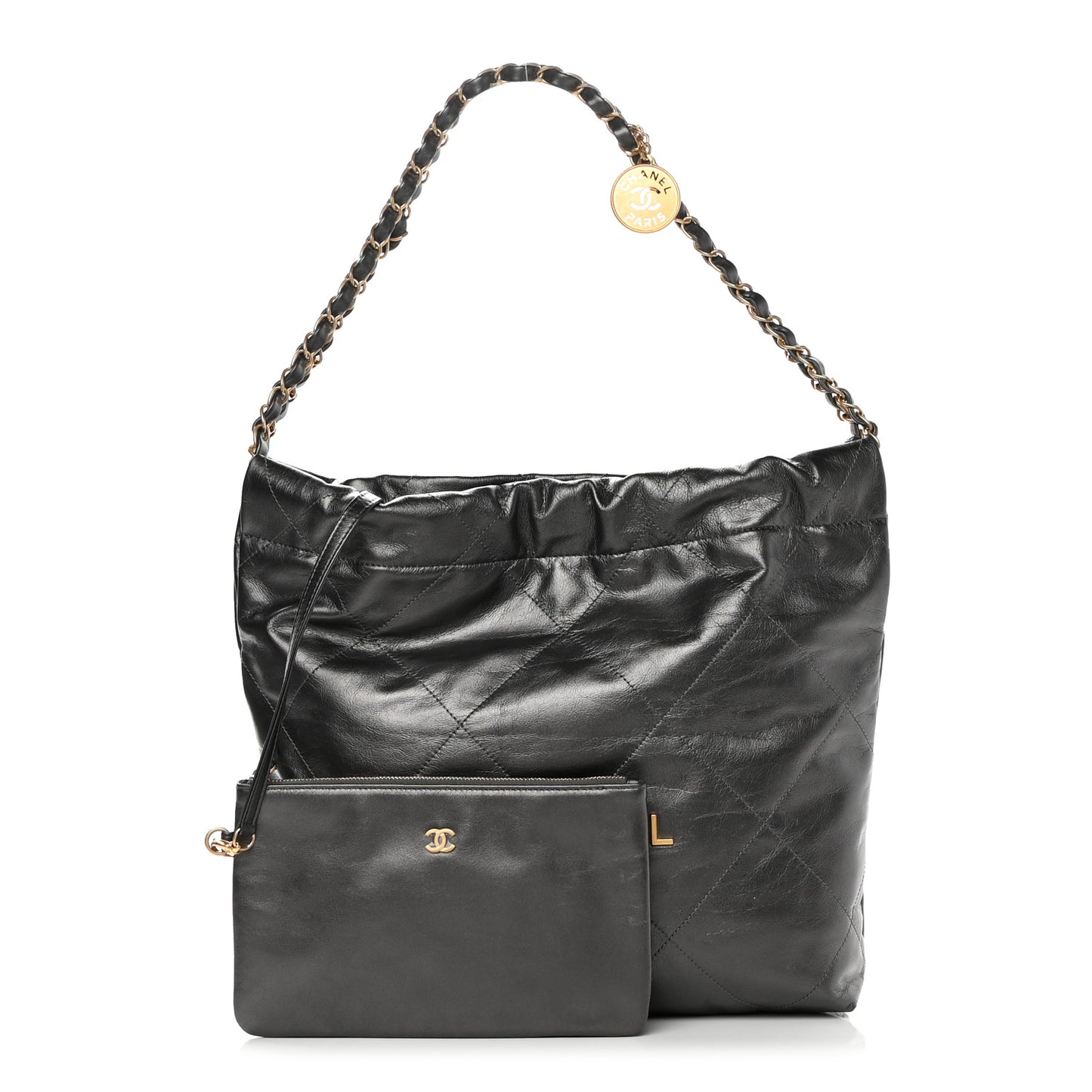 Metallic Calfskin Quilted Small Chanel 22 Ruthenium