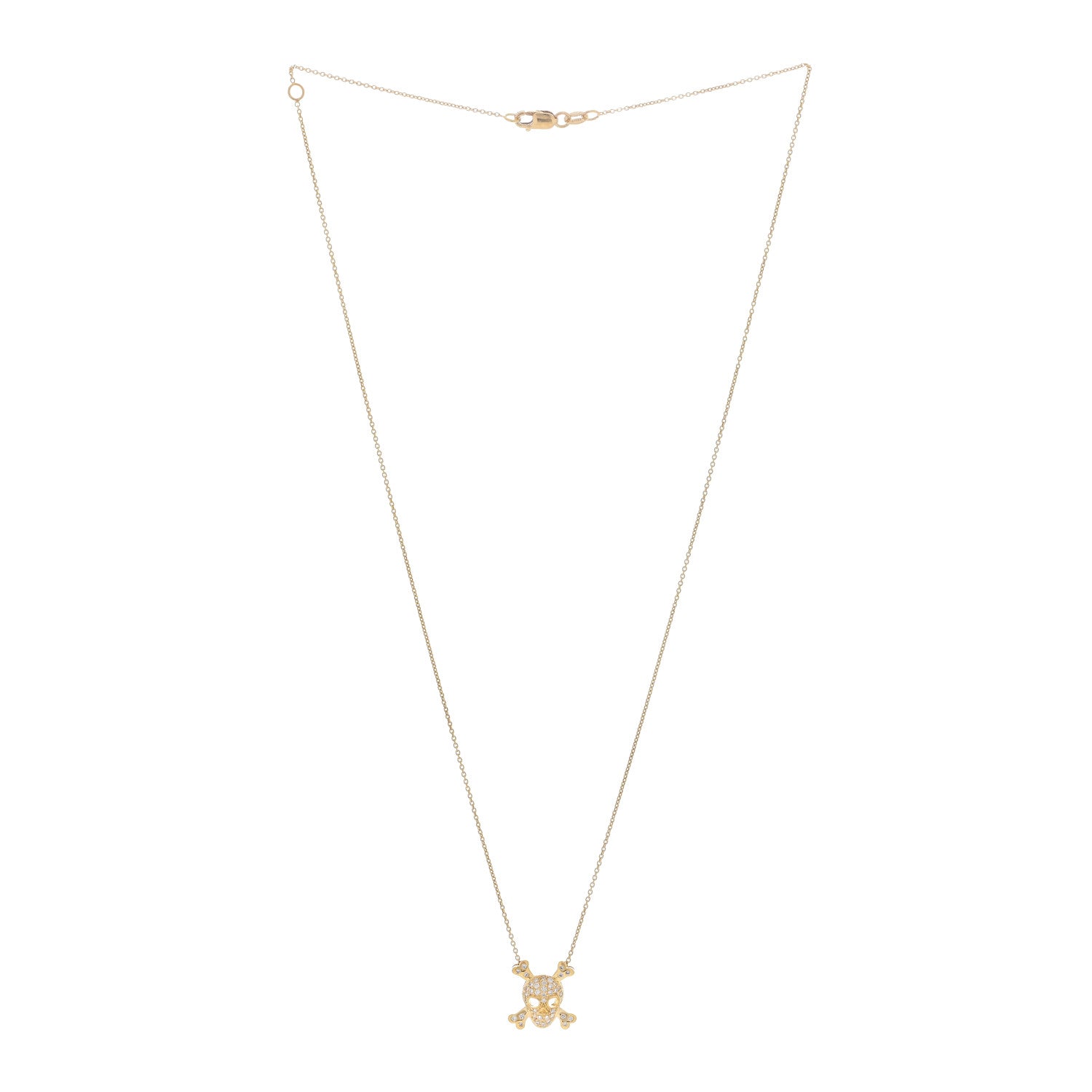 Roberto Coin 18K Yellow Gold Diamond Tiny Treasures Skull and Crossbones Necklace 2 of 3