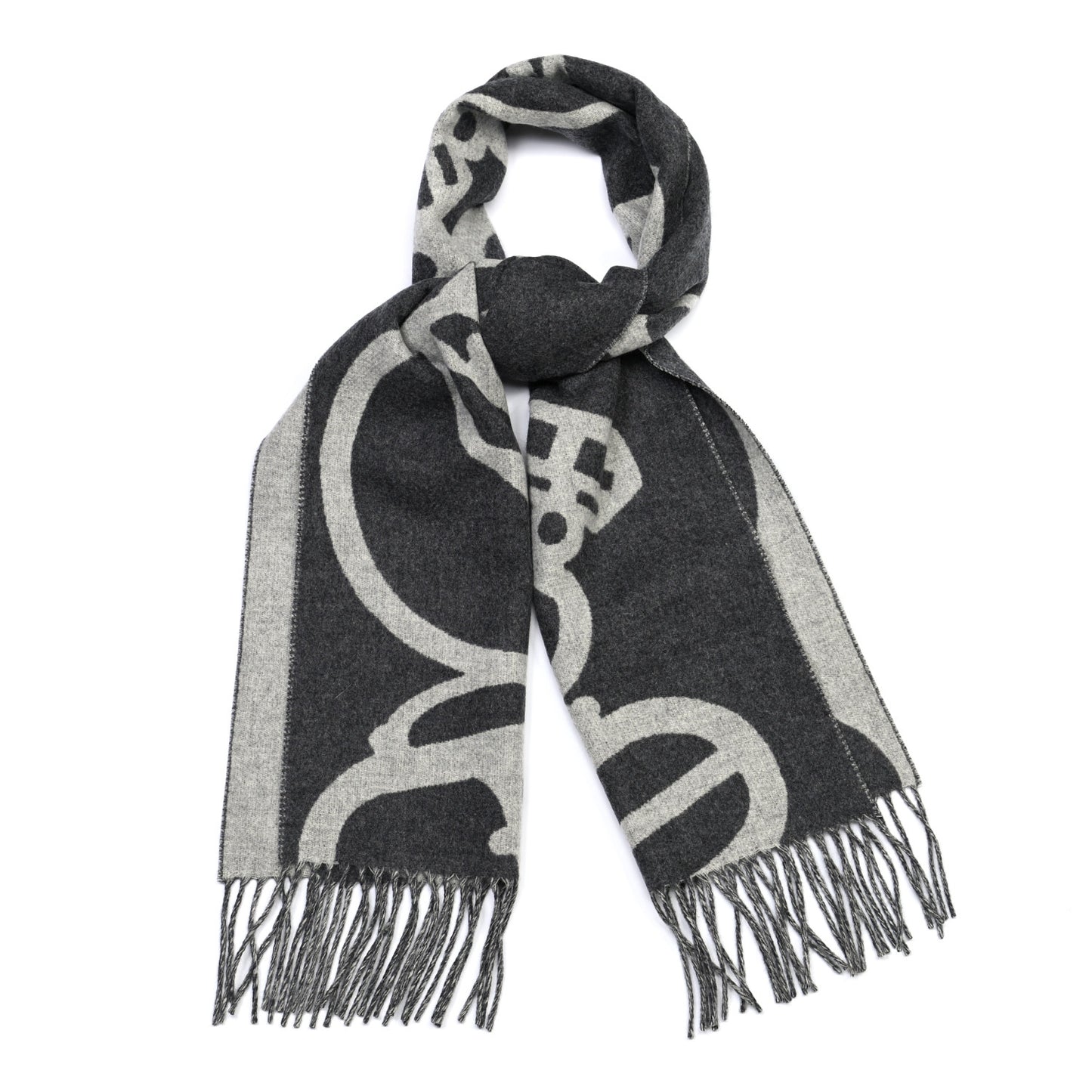 Cashmere Boucles et Camails Muffler Anthracite Gris Clair