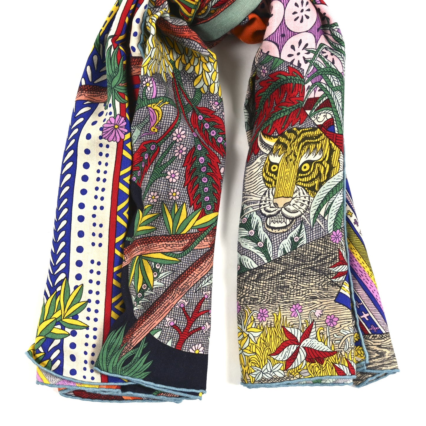Cashmere Silk Acte III Scene I La Clairiere Shawl 140 Orange Vert Multicolore