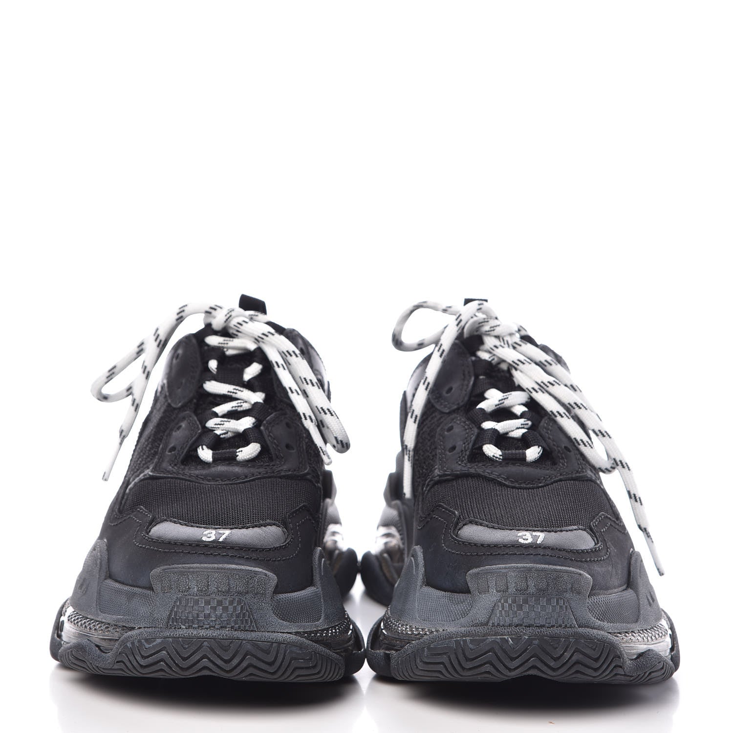 Balenciaga Fabric Mesh Clear Sole Womens Triple S Sneakers 37 Black 2 of 9