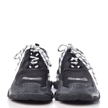 Balenciaga Fabric Mesh Clear Sole Womens Triple S Sneakers 37 Black 2 of 9