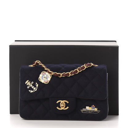 Chanel Felt Quilted Paris-Hamburg Charms Mini Rectangular Flap Dark Navy 13 of 13