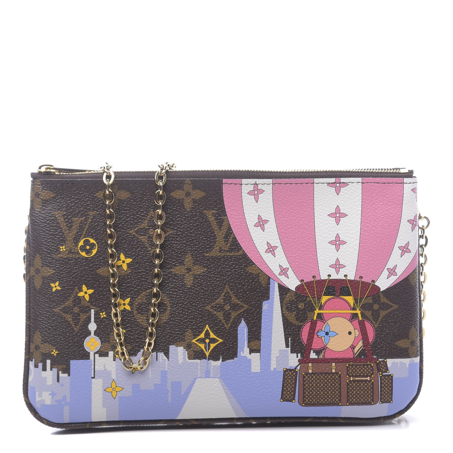 Louis Vuitton Monogram 2019 Christmas Animation Double Zip Pochette 1 of 10