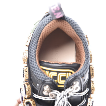 Gucci X SEGA Mesh Suede Calfskin Removable Crystals Flashtrek Sneakers 36.5 Loess Black Olive Green 8 of 10