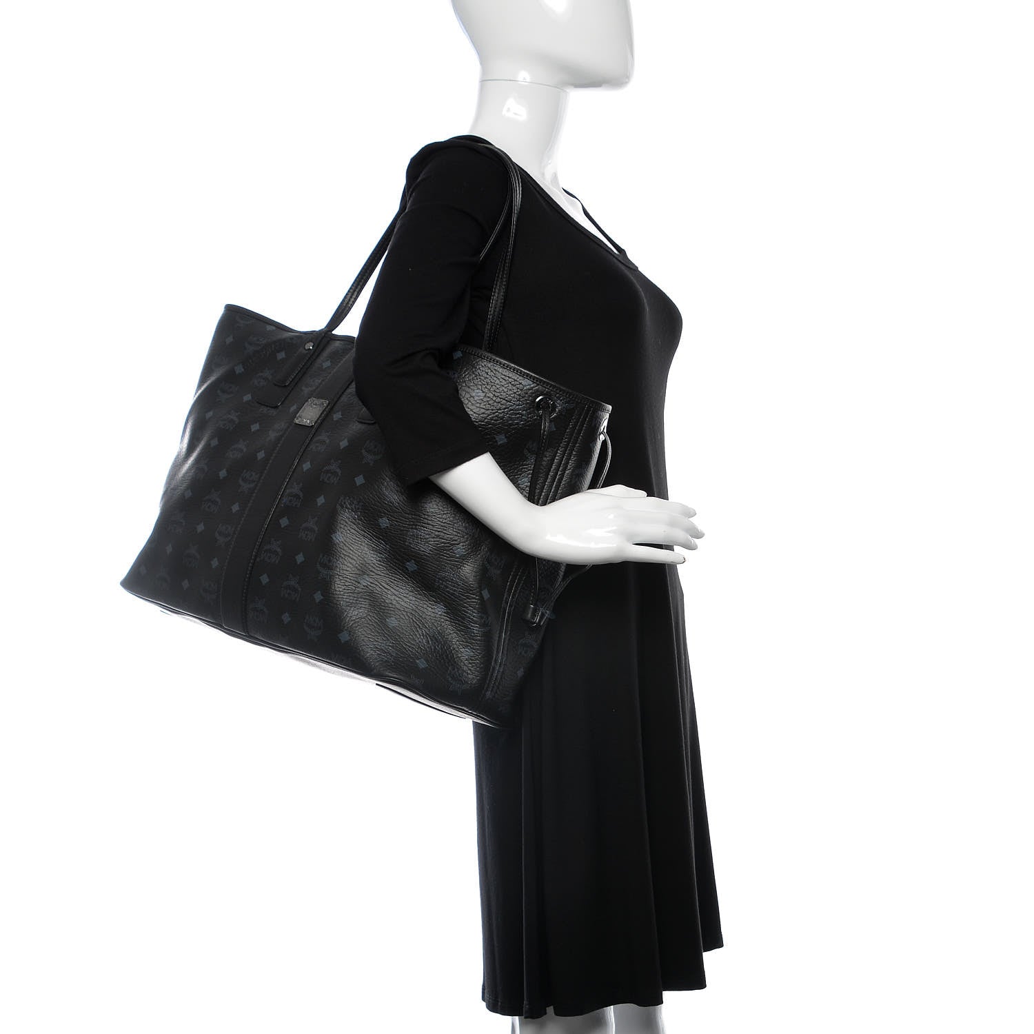 MCM Visetos Large Liz Reversible Shopper Tote Black 2 of 35