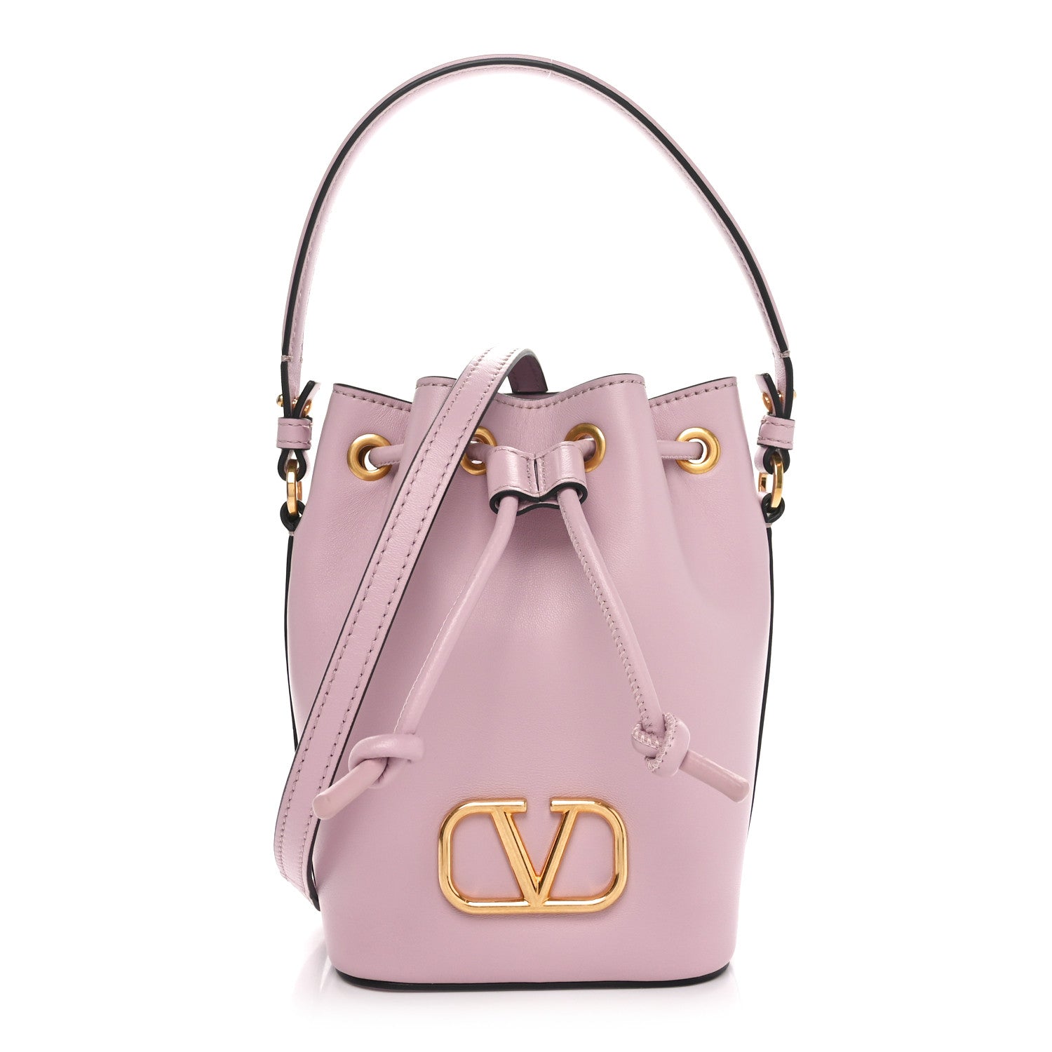 Valentino Garavani Nappa Mini VLogo Signature Bucket Bag Water Lilac 1 of 9