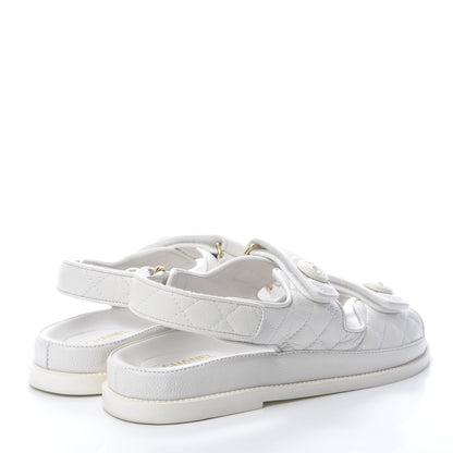 Chanel Grained Calfskin Velcro Dad Sandals 40 White 4 of 9