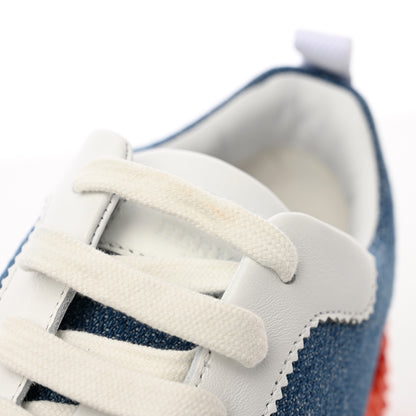 Hermes Denim Suede Goatskin Bouncing Sneakers 37 Bleu Clair White 8 of 12