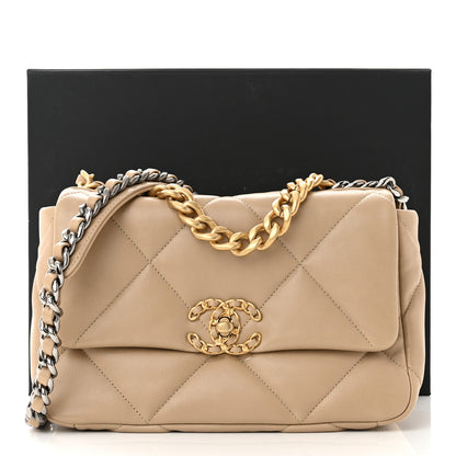 Chanel Lambskin Quilted Medium Chanel 19 Flap Dark Beige 11 of 11