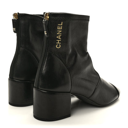 Chanel Lambskin Logo Ankle Boots 39.5 Black 4 of 8