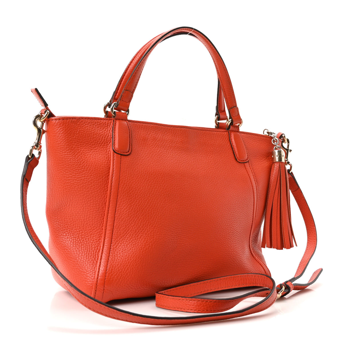 Gucci Pebbled Calfskin Small Soho Top Handle Bag Sun Orange 2 of 10