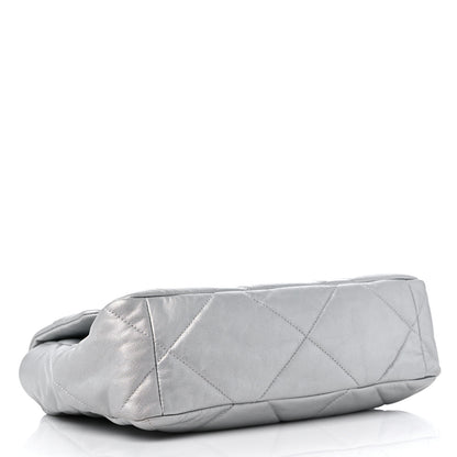 Chanel Metallic Goatskin Quilted Large Chanel 19 Flap Silver 4 of 11
