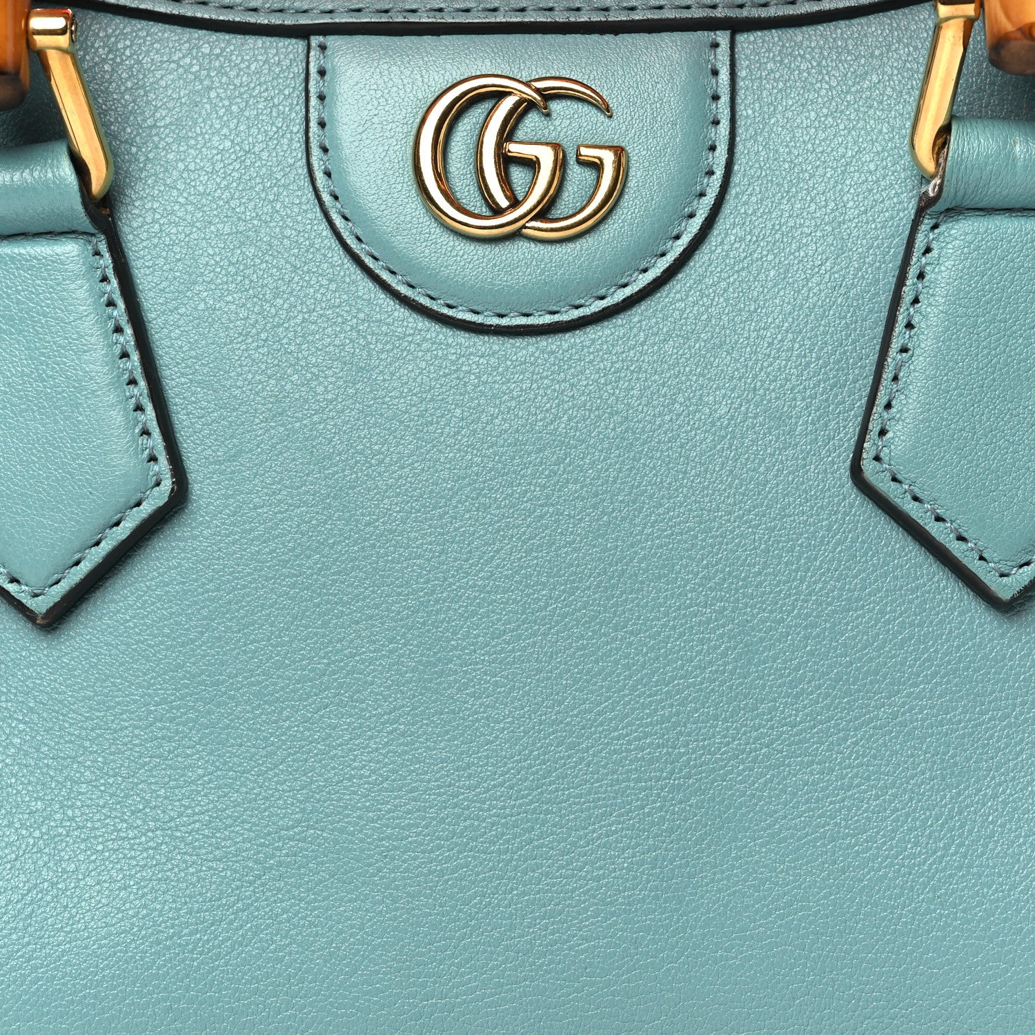 Gucci Wonka Grain Calfskin Mini Diana Tote Bag Dusty Azure Orange Fluo 8 of 10