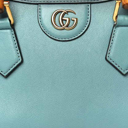 Gucci Wonka Grain Calfskin Mini Diana Tote Bag Dusty Azure Orange Fluo 8 of 10