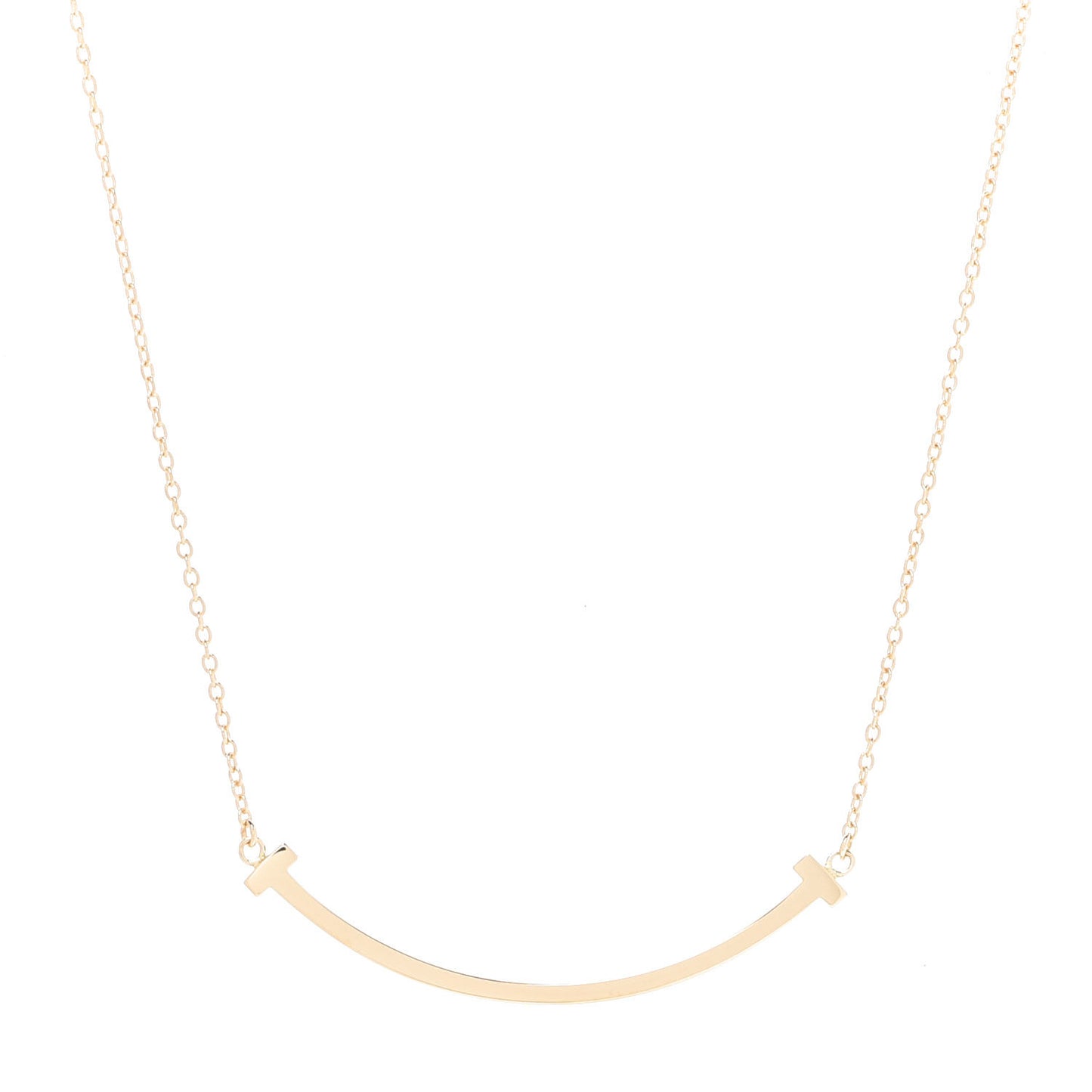 18K Yellow Gold Small T Smile Pendant Necklace