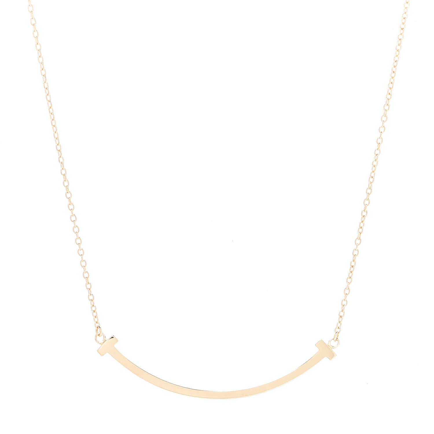 Tiffany 18K Yellow Gold Small T Smile Pendant Necklace 1 of 6