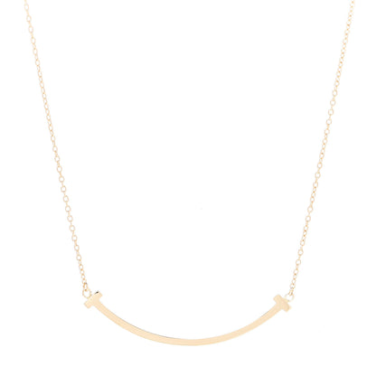 Tiffany 18K Yellow Gold Small T Smile Pendant Necklace 1 of 6