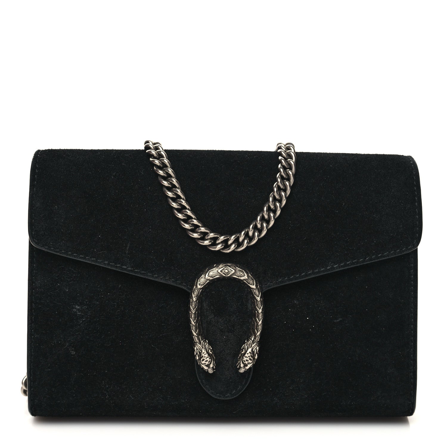 Gucci Suede Mini Dionysus Chain Wallet Black 1 of 12