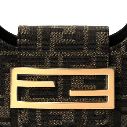 Fendi Fabric Jacquard FF 1974 Mini Cookie Hobo Bag Tobacco Moro 7 of 9