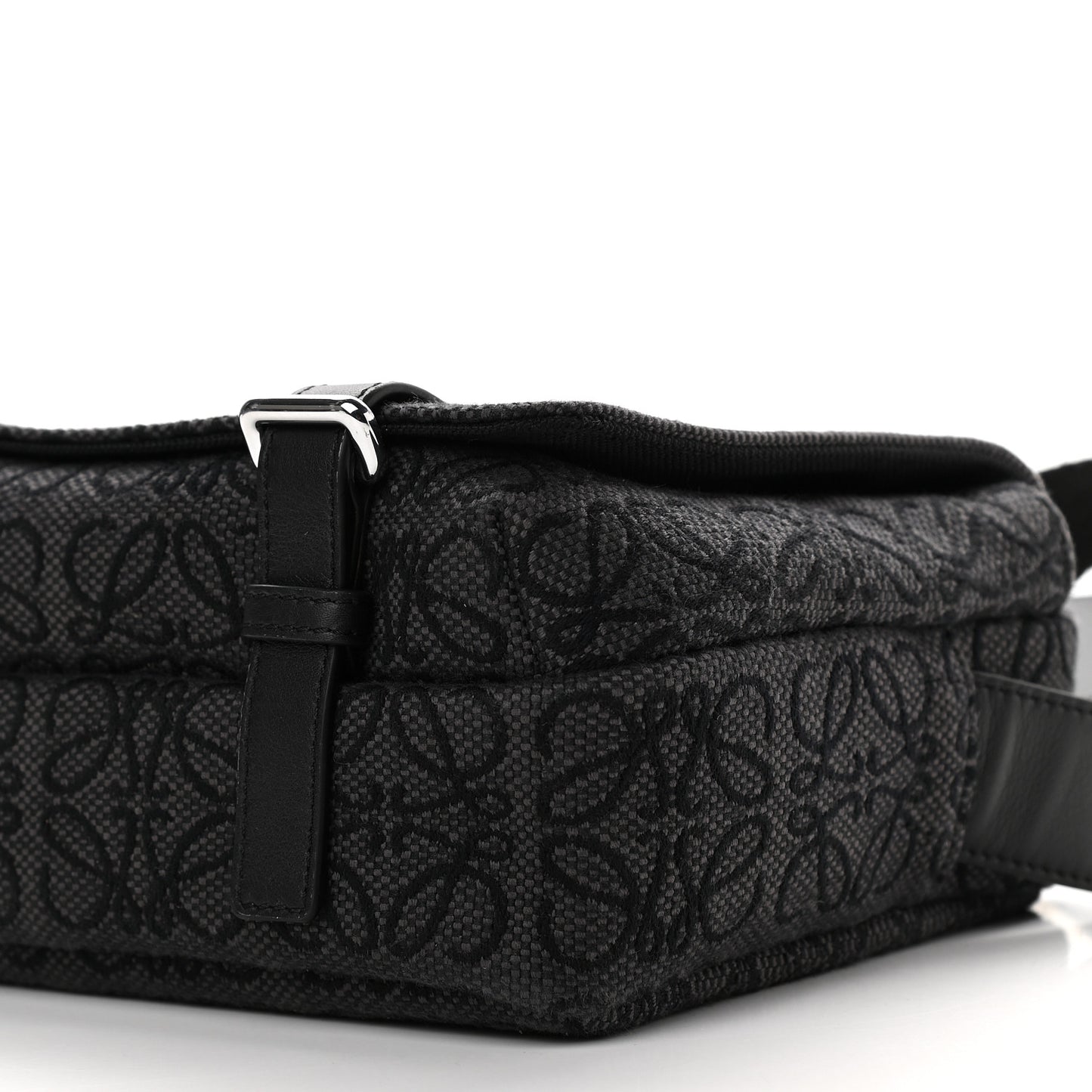 Jacquard Anagram Calfskin Military Messenger Bag Anthracite Black