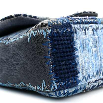 Chanel Denim Tweed Patchwork Jumbo Single Flap Blue 9 of 11
